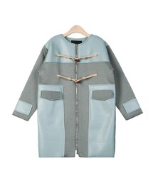 レザー切替ネオプレンダッフルコート(ダッフルコート)
