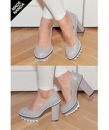 配色レザー前底ヒールパンプス(パンプス)