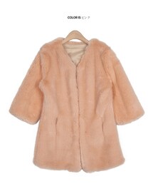 7分袖フェイクファーロングジャケット(その他アウター)
