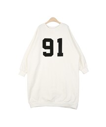 ナンバーロゴオーバーサイズスウェットワンピース(ワンピース)