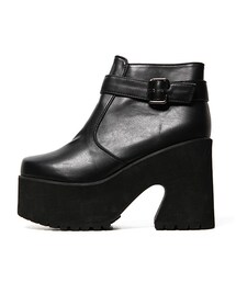 バックルポイントプラットフォームアンクルブーツ(ブーツ)