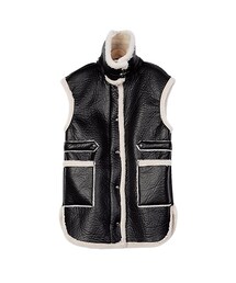 ムートン風レザーロングベストジャケット(ベスト)