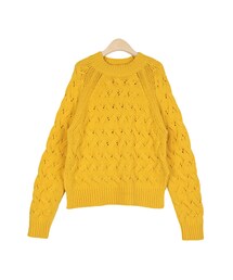 ウール混ケーブル編みゆるニット(ニット/セーター)