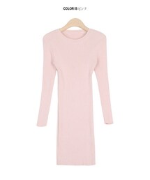 ラウンドネックリブニットスリムワンピース(ワンピース)