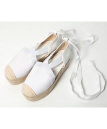 リボンストラップエスパドリーユプラットフォームサンダル(サンダル)
