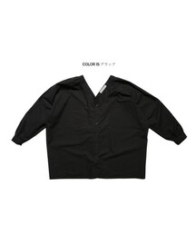  パフスリーブVネックコットンブラウス(シャツ/ブラウス)