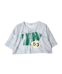 ロゴプリントマーブル柄クロップドTシャツ(Tシャツ/カットソー)