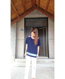 mooncat | 白色刷破男友褲(デニムパンツ)