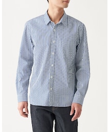 無印良品 | 新疆綿洗いざらしブロードストライプシャツ(シャツ/ブラウス)