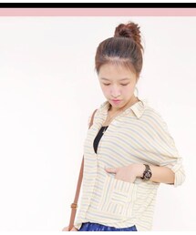 INNATE | 彩色條紋飛鼠襯衫(シャツ/ブラウス)