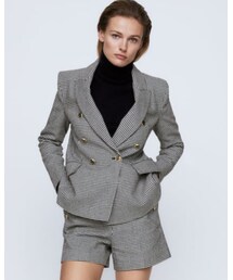 ZARA | 千鳥格子柄ブレザー(テーラードジャケット)
