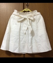 白リボンフレアスカート(古着)(スカート)