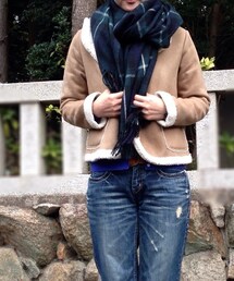 Samansa Mos2 | フードつきムートン(ムートンコート)