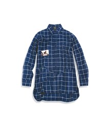 格紋長版山形拼接襯衫 STRIPE LONG SHIRT(シャツ/ブラウス)