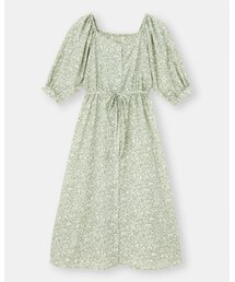 GU | フラワープリントワイドネックワンピース(ワンピース/ドレス)