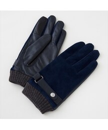 ozie | タッチパネル対応・ピッグスゥエード+牛革・ネイビー・日本製(手袋)