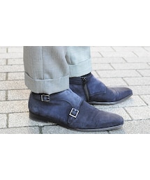 MAGNANNI | マグナーニ　ダブルモンクストラップ　ネイビースウェードブーツ(ブーツ)