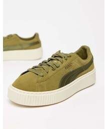 PUMA | Puma Suede Platform Satin Sneaker in olive(その他シューズ)