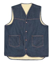 MOWENTI | 复古羊羔毛牛仔马甲(ノーカラージャケット)