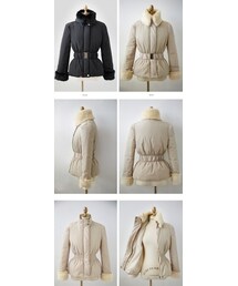 取り外し可能ファー＆ベルト付ガーリーダウンジャケット(ダウンジャケット/コート)