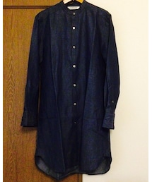 11747391 | ノーカラーデニムロングシャツ(シャツ/ブラウス)