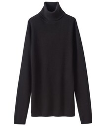 無印良品 | 首のチクチクをおさえた　洗えるリブ編みタートルネックセーター　ブラック(ニット/セーター)