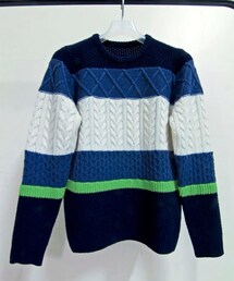 SOPHNET. | 開箱：SOPHNET BOLD BORDER CREW NECK KNIT (NAVY)(ニット/セーター)