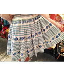 VINTAGE ボーダー×花柄ミニスカート(スカート)