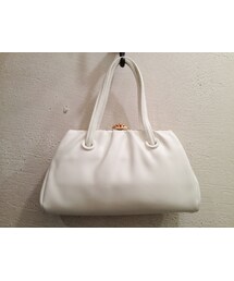 VINTAGE デザイン金具レザーハンドバッグ(バッグ)