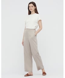 UNIQLO | サテンリラックスストレートパンツ(丈長め69~71cm)(パンツ)