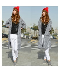 JOAJOA | ギンガムチェックロングシャツ(Tシャツ/カットソー)