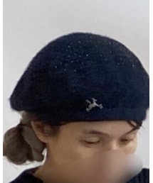 キラキラビジューとカエル付きベレー帽 | 帽子