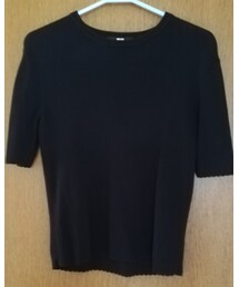 UNIQLO | クルーネックニット 5分袖フラワースリーブ(トップス)