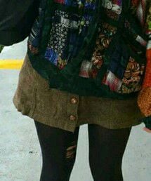 Unknown brand | vintage skirt with bamboo buttons(スカート)