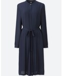UNIQLO | georgette pleated long sleeve dress
