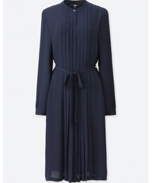 UNIQLO | georgette pleated long sleeve dress(ワンピース/ドレス)