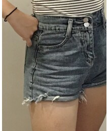 蓝色高腰短裤 | パンツ