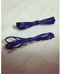 不明 | ネイビーリボン(バレッタ/ヘアクリップ)