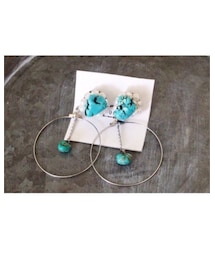 shimo-ne | turquoise hoop pierced (ピアス（両耳用）)
