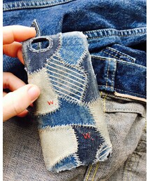 Handmade | デニムパッチワークスマホケース/手縫い/iPhone7(スマホケース/カバー)