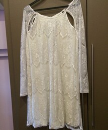 no brand | White Long Sleeve Lace Dress(ワンピース)