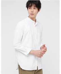 UNIQLO | エクストラファインコットンブロードスタンドカラーシャツ　¥1,990+tax  ホワイト　Lサイズ(シャツ/ブラウス)