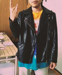 VINTAGE机车翻领皮衣(ライダースジャケット)