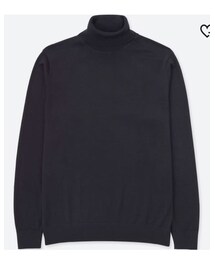 UNIQLO | エクストラファインメリノ タートルネックセーター (ネイビー・M)(ニット/セーター)