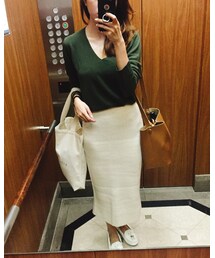 no brand | 針織米白鉛筆裙(スカート)