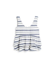 PAZZO | 甜美夏日棉麻條紋雙層背心上衣(キャミソール)