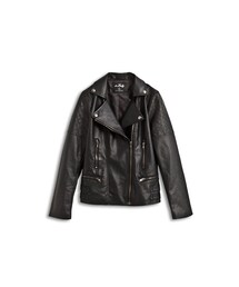 a'Lady率真風尚菱格紋修身感騎士皮衣外套(ライダースジャケット)