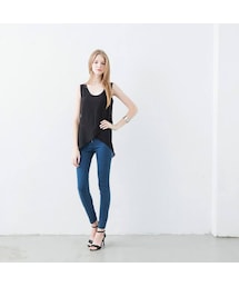 A'Lady愜意摩登剪接交錯拼接無袖上衣(その他トップス)