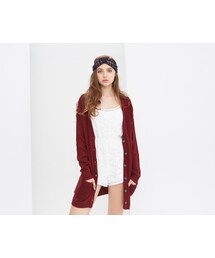 Anden HUD | 泡沫森林．口袋針織外套(酒紅色情節)(その他アウター)