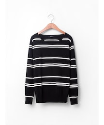 FE'CHA | 後挖洞橫條針織上衣(ニット/セーター)